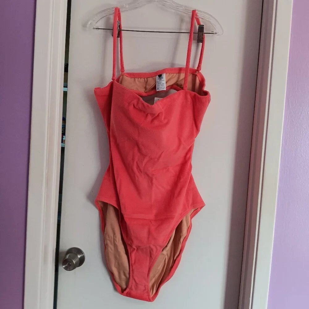 J Crew Women's Cutout Bandeau One Piece In Terry Coral Size 20 NWT